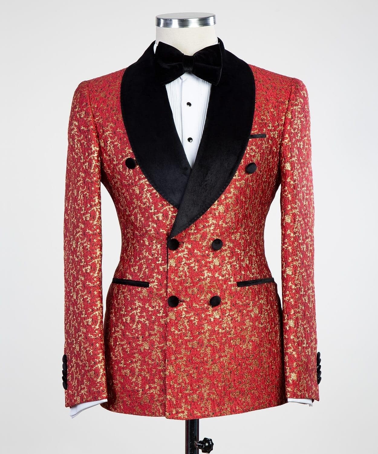 Red Flowered Double Breast Tuxedo