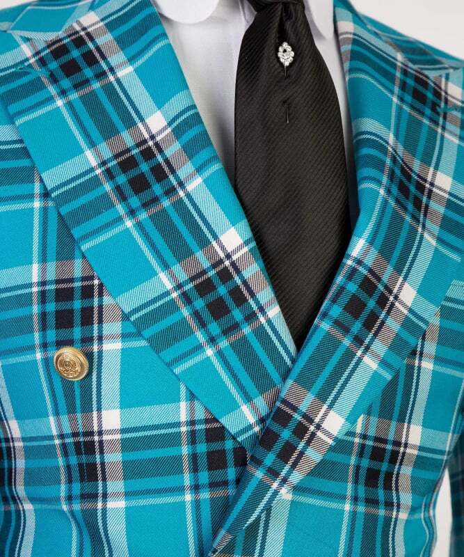 Light Blue Checked Double Breast Suit