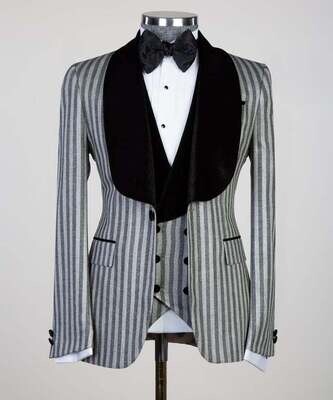 Grey Striped Tuxedo