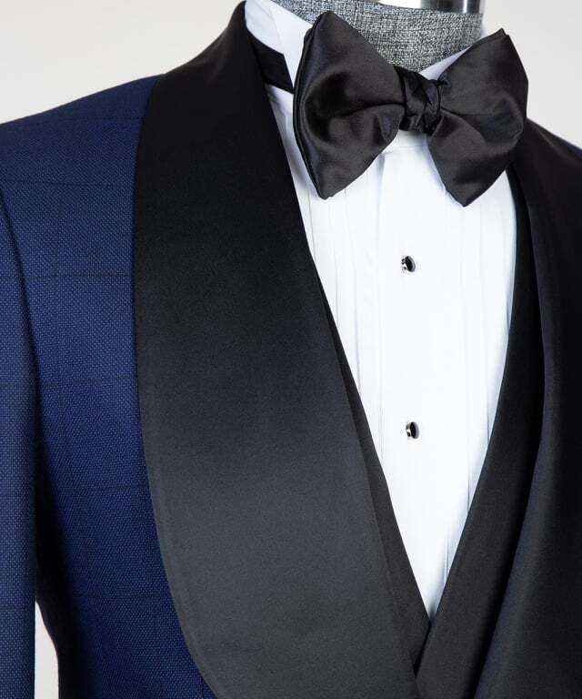 Navy Blue Checked Tuxedo