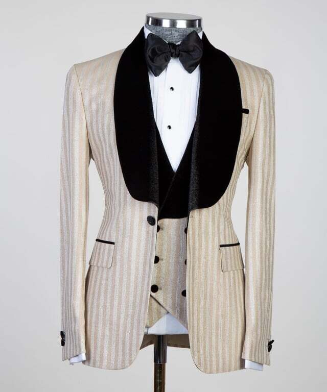 Beige Checked Tuxedo
