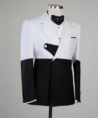 White and Black Double Breast Suit