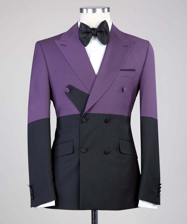Purple and Black Double Breast Suit