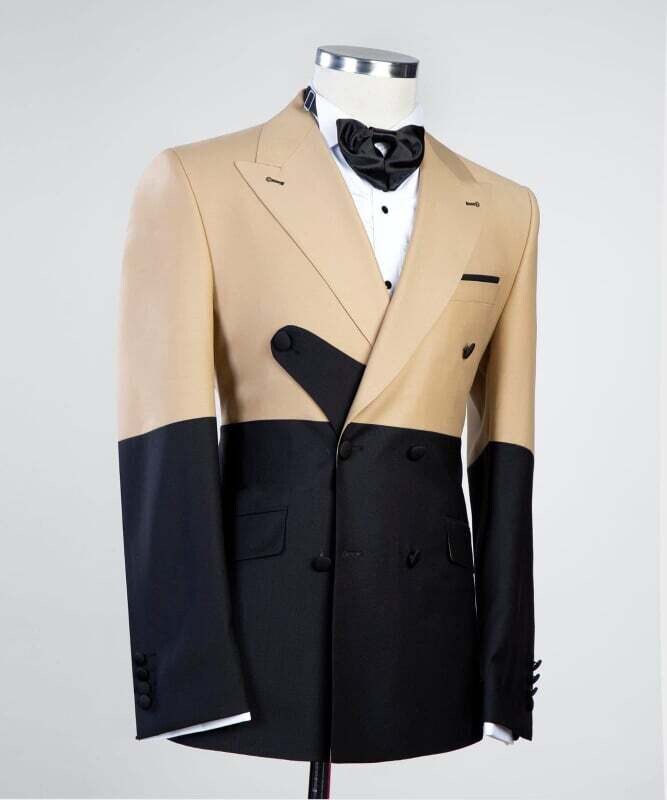 Beige and Black Double Breast Suit Beige and Black Double Breast Suit