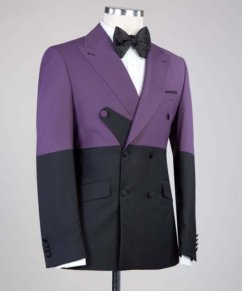 Purple and Black Double Breast Suit
