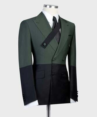 Olive and Black Double Breast Suit