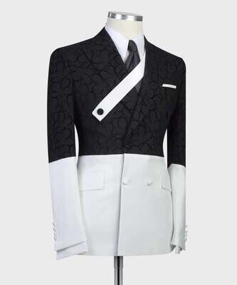 Black and White Double Breast Suit