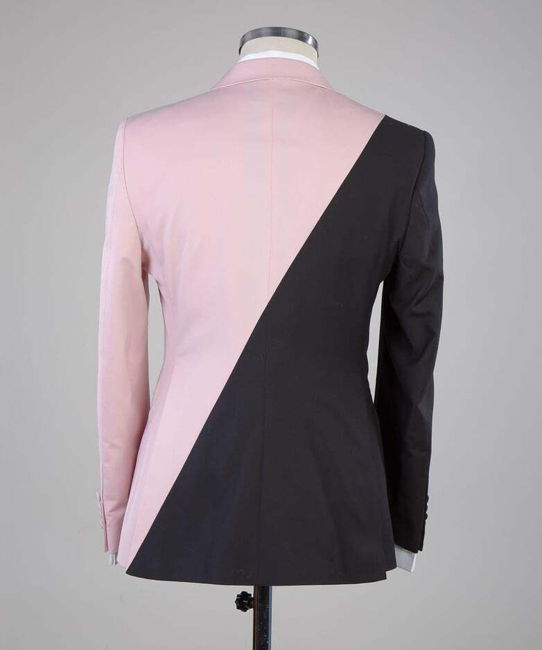 Pink and Black Designer Double Breast Suit