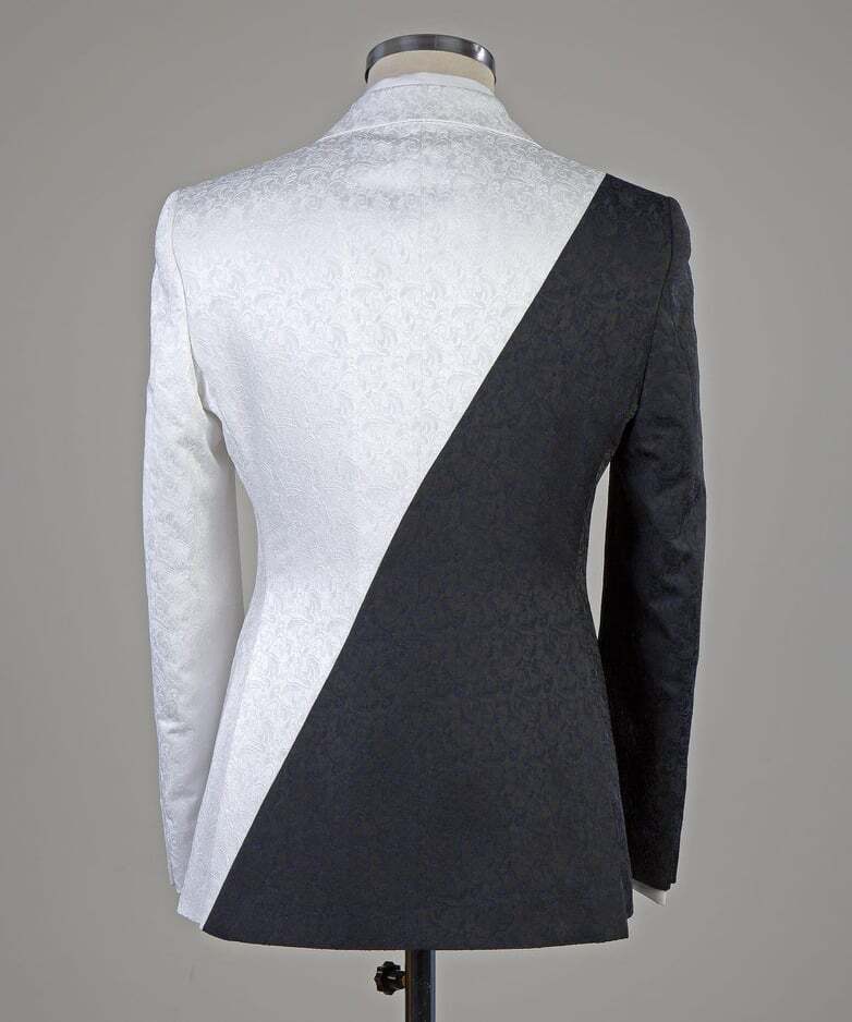White and Black Designer Double Breast Suit