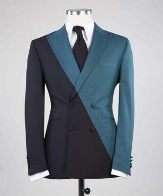 Green and Black Designer Double Breast Suit