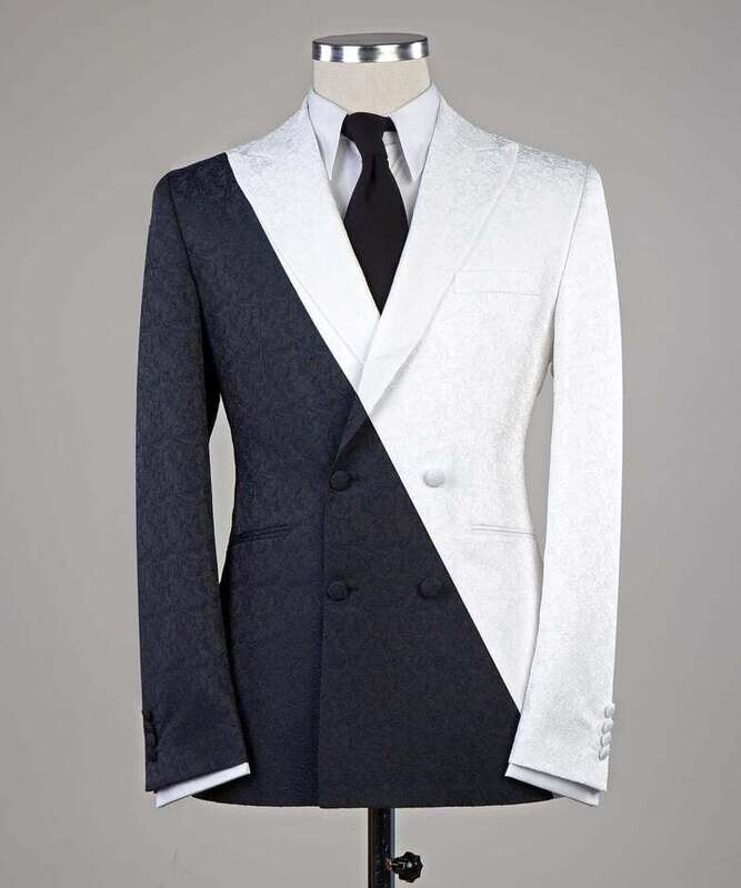 White and Black Designer Double Breast Suit White and Black Designer Double Breast Suit