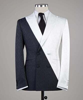 White and Black Designer Double Breast Suit