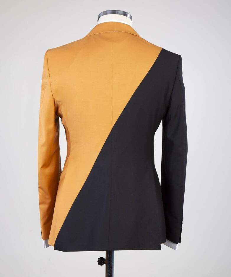 Brown and Black Designer Double Breast Suit