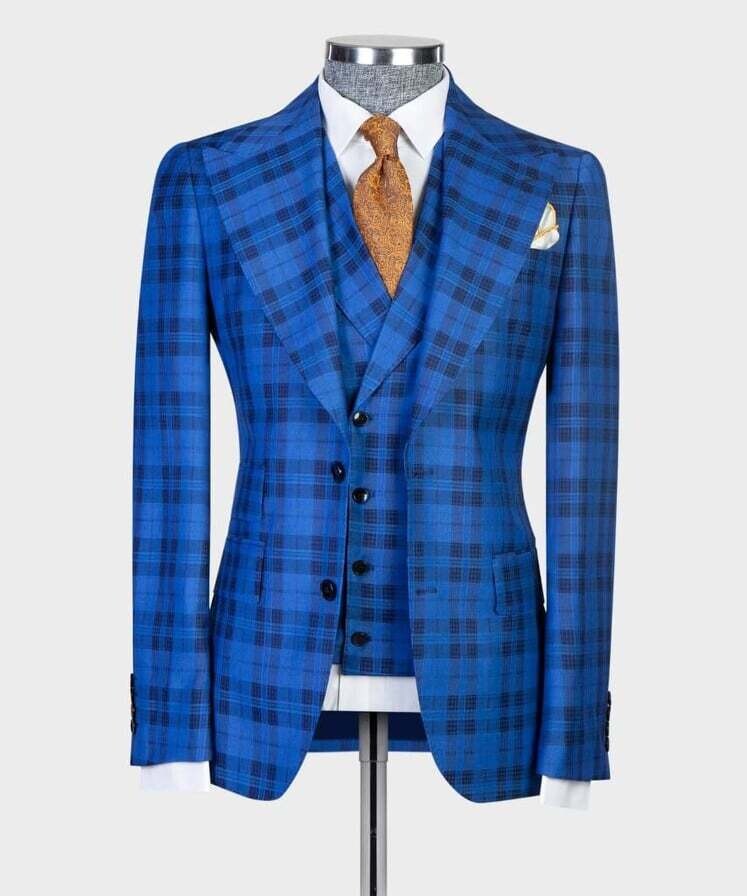 Checked Blue Suit IV