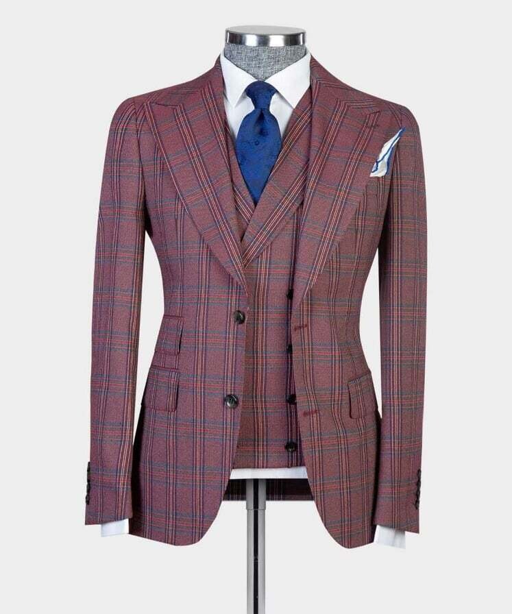 Checked Burgundy Suit III