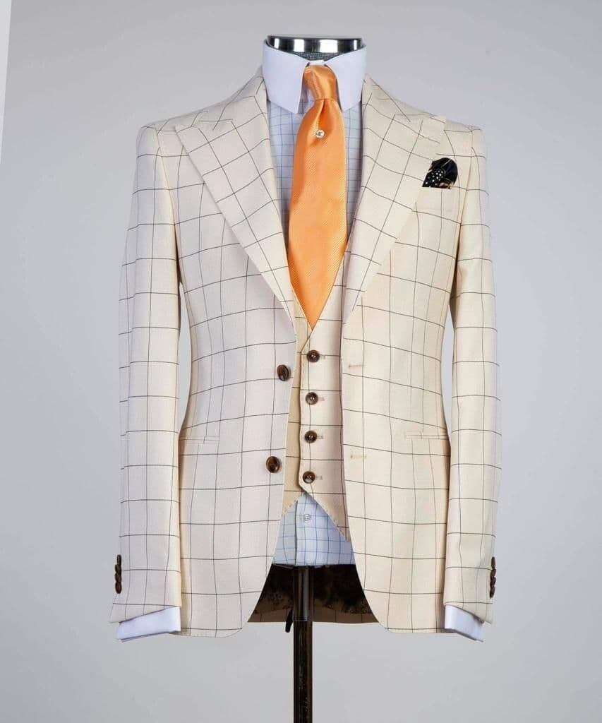 Checked Beige Suit