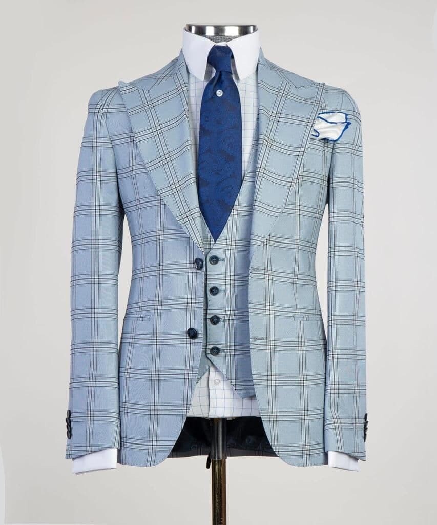 Checked Light Blue Suit