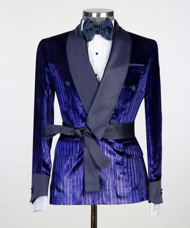 Stripped Blue and Black Tuxedo