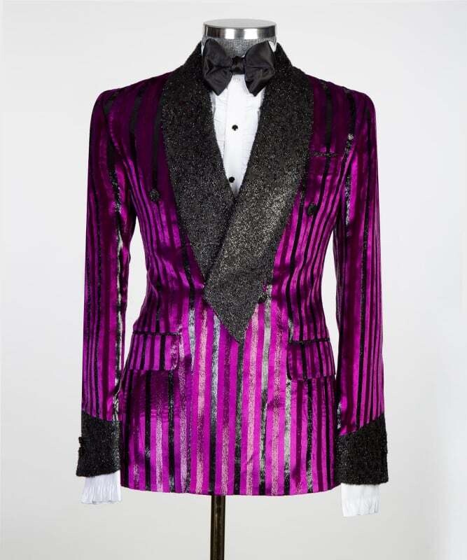 Stripped Purple and Black Tuxedo Stripped Purple and Black Tuxedo