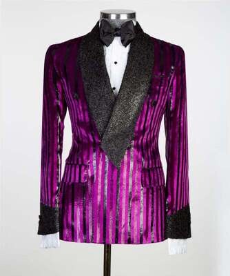 Stripped Purple and Black Tuxedo