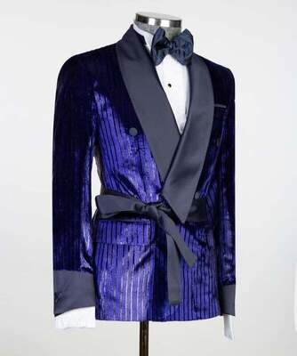 Stripped Blue and Black Tuxedo