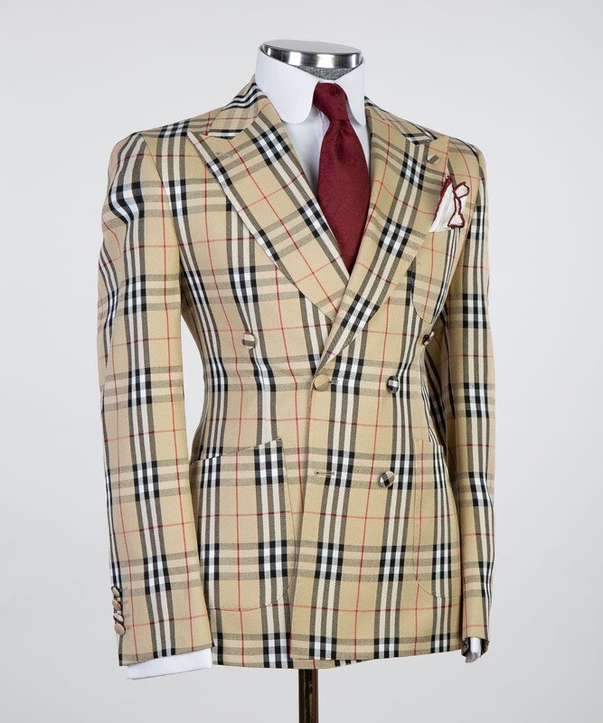Beige Striped Breast Suit III
