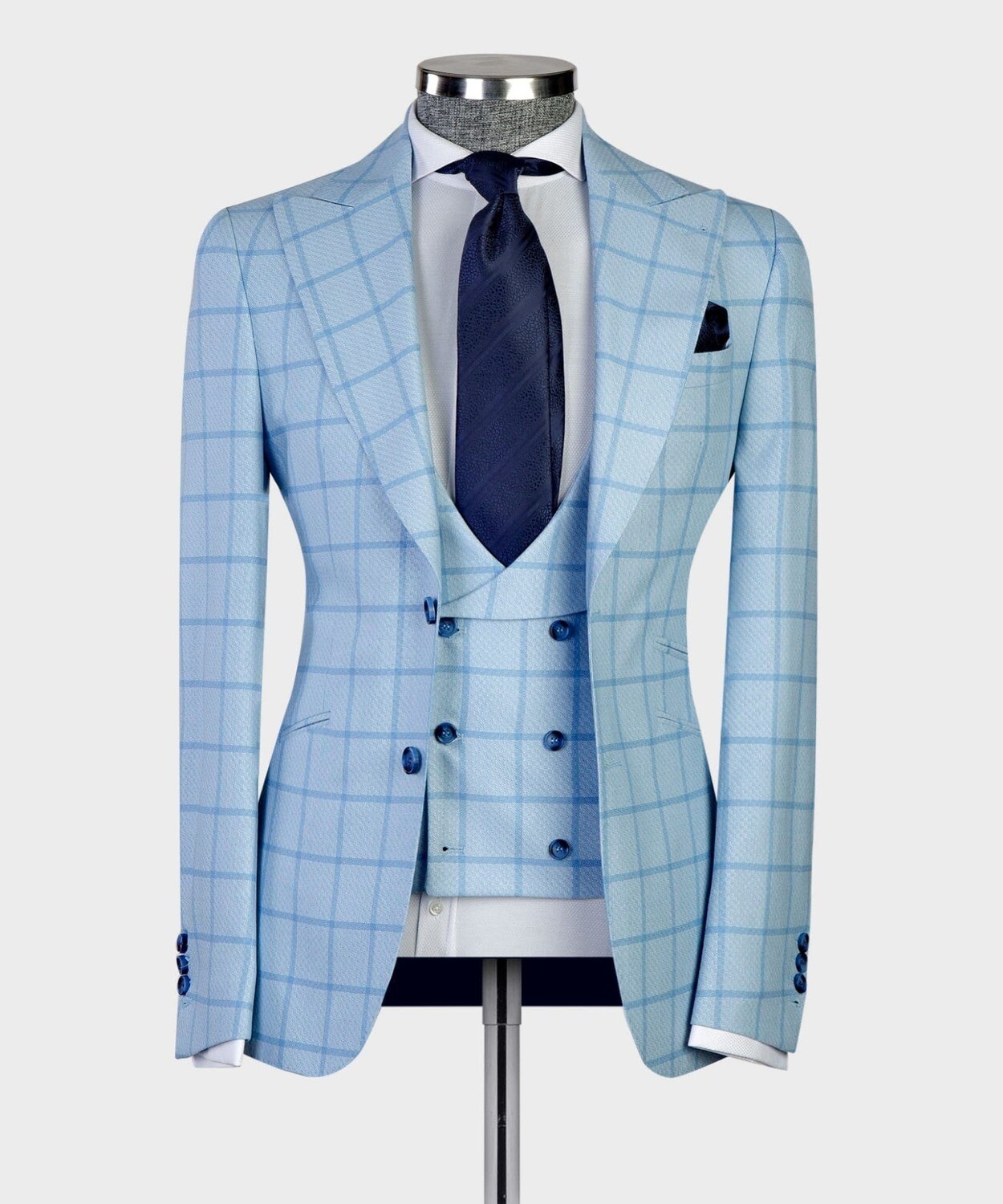 Light Blue Checked Suit II