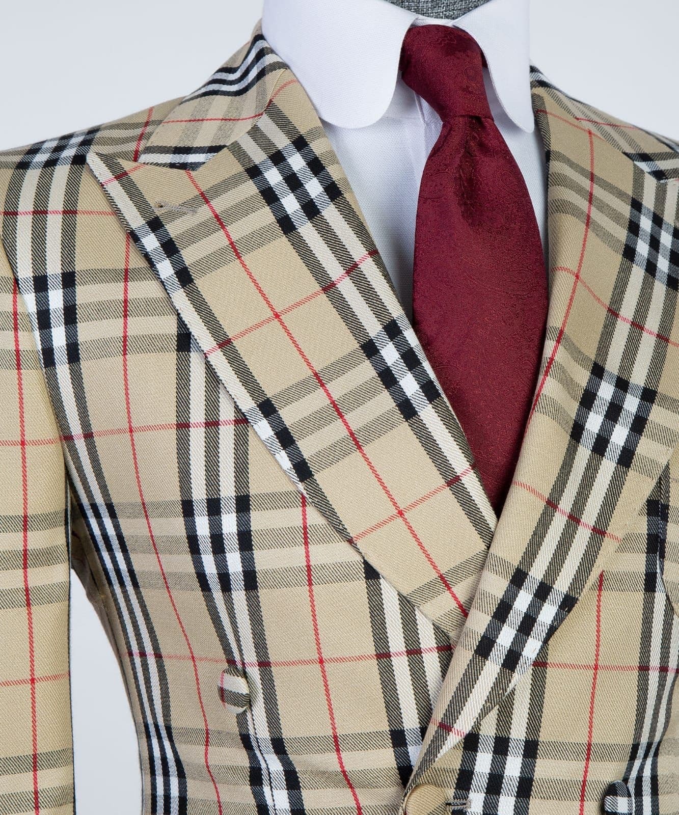 Beige Striped Breast Suit III