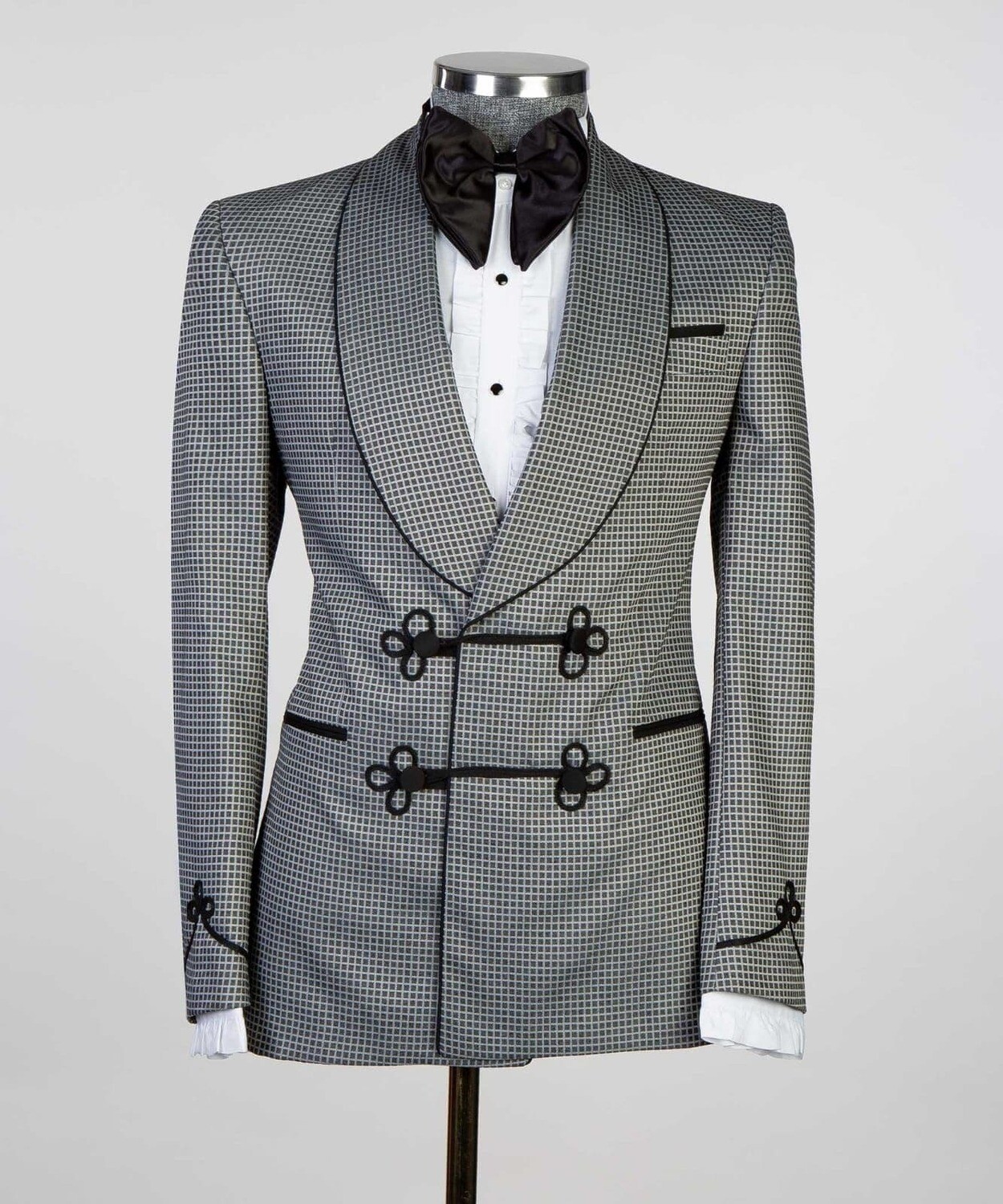 Grey Checked Double Breast Tuxedo