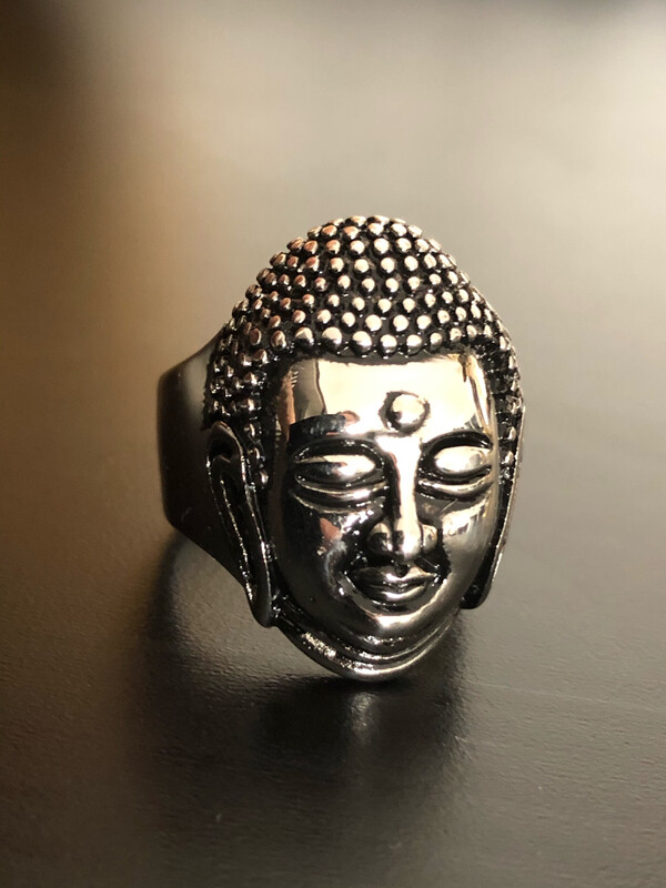 Bague Chevalière tête  Bouddha/Argenté 