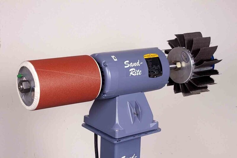 ENTER CODE DLX10OFF FOR 10% OFF AT CHECKOUT.  DB-612-DLX Sand-Rite. Long Shaft Low Speed Double Spindle Buffer Motor with Drums and or Brush Head Combination.