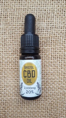 2000mg (20%) CBD oil 10ml dropper bottle.