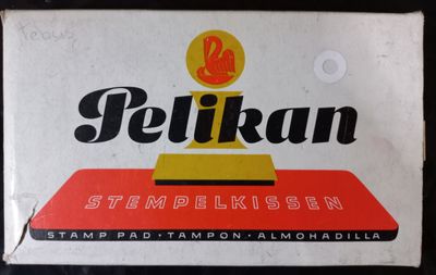 Vintage | Gebruikt | Pelikan Stempelkussen (Rood) | In kartonnen doosje