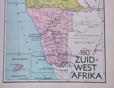Landkaarten | Plattegrond (Gebruikt) | Historische landkaart Angola en Zuid-West Afrika (Namibië) – Rond 1940/45 – Koloniale atlaskaart Afrika