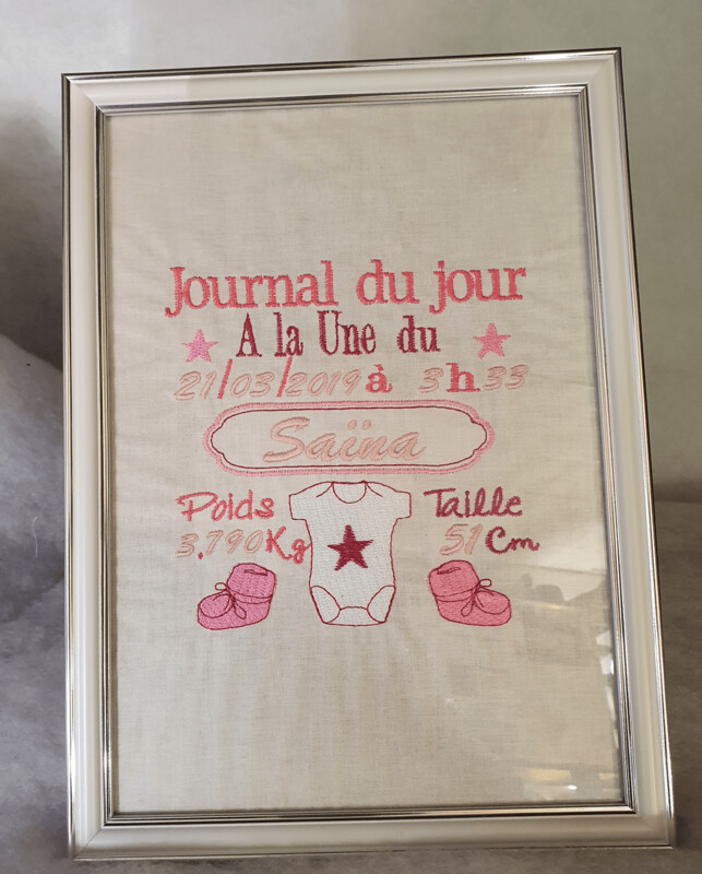 Journal de Naissance brodé et personnalisable