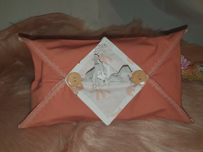 Etui boîte à mouchoirs oiseaux et terracota uni