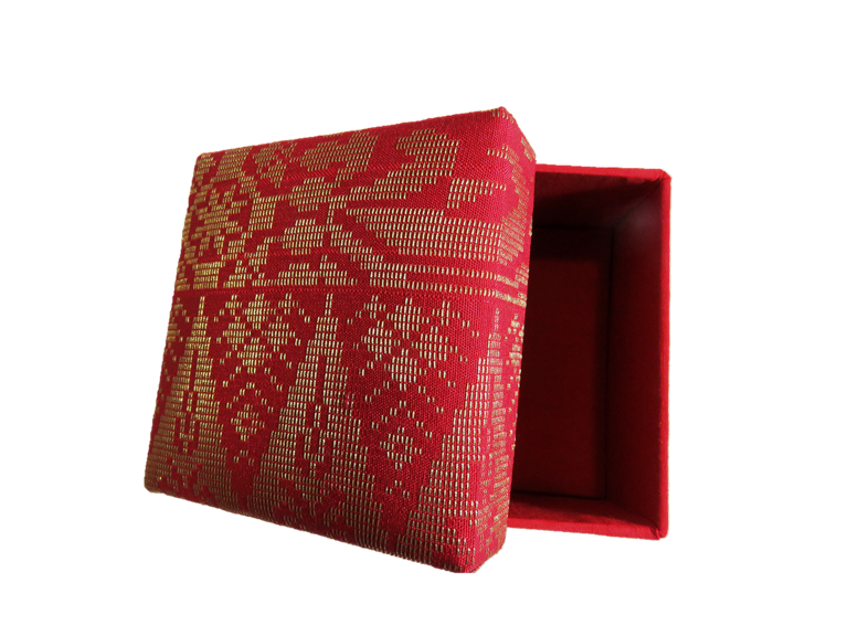 Traditional Songket Motif Box (Red&Gold)