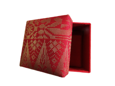Traditional Songket Motif Box (Red&Gold)