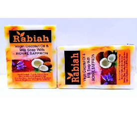 Rabiah Hand Made Virgin Coconut Oil & Milk Soap With Royal Saffron, 100gm