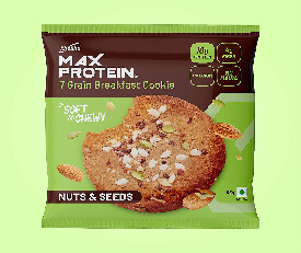 RiteBite Max Protein 7 Grain Breakfast Cookie - Nuts & Seeds, Soft & Chewy, 55gm