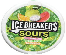 Ice Breakers Sour Watermelon + Green Apple + Tangerine Sugar Free Mint 42gm