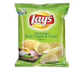 Lays Cream & Onion Chips 28gm (Pack Of 10 Pcs)