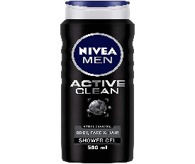 Nivea Mens Shower Gel, Active Clean Body Wash 500ml