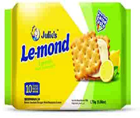 Julies Lemond Lemon Flavor Cream Puff Sandwich Biscuits, 170gm