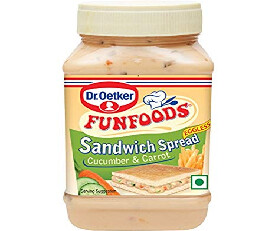 Dr. Oetker Funfoods Sandwich Spread Eggless - Cucumber and Carrot, 250gm