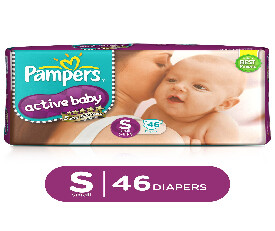 Pampers Active Baby Diapers Small 46 Pieces, S-46 (775)