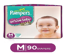 Pampers Active Baby Diapers Medium 90 Pieces, M-90 (1849)