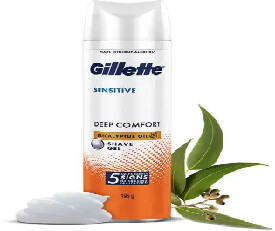 GILLETTE Sensitive Shaving Gel, Deep Comfort With Aloe Vera| 0% Parabene  (195 g)(375