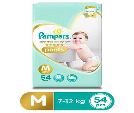 Pampers Premium Care Pants Diapers Medium, 54 Pieces, M-54 (1299)