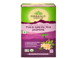 Organic India Tulsi Green Tea, Jasmine, 25 Tea Bags (215)